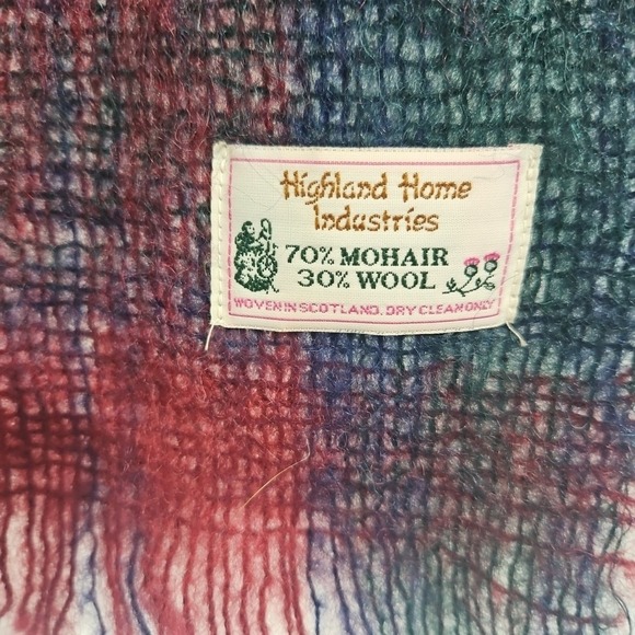 VTG Highland Home mohair wool blend scarf plaid Scottland Tartan 60"x9" - Picture 2 of 3